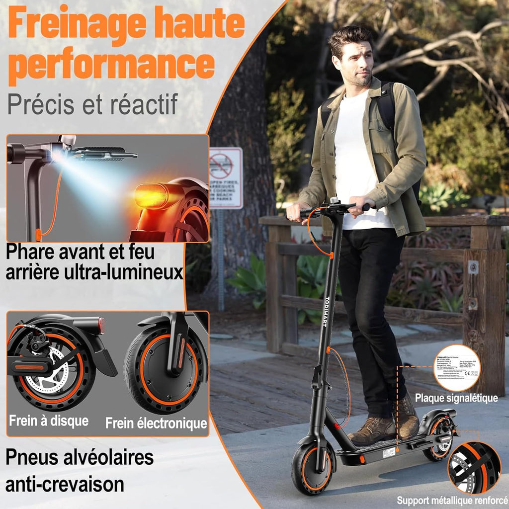 Trottinette Électrique Pliante T3-650W 36 V 7,8 Ah 25 km/h Autonomie 30 km Pneus Pleins 8,5 Pouces Charge 120 kg