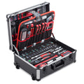 Chariot à outils 156 pièces avec roulettes poignée télescopique 8971440 47 x 19 x 35 cm 2 compartiments 14 kg