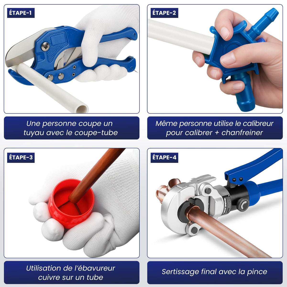 Pince à sertir multicouche cuivre AK-26 10 mâchoires TH V kit coupe-tube calibreur ébavureur mallette