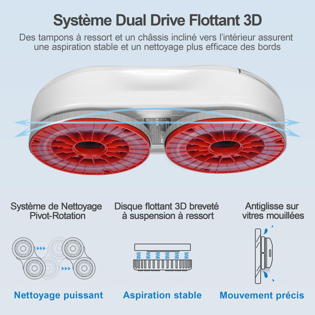 Robot Nettoyeur de Vitres S55 Pro 6500 Pa 80 ml SLAM 4.0 HydroJet Patins Flottants 3D Microfibre Télécommande