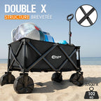 Chariot de transport pliable WFC-PR-TR-21727-1-BLK 200 L charge 150 kg roues tout terrain 20 cm poignée réglable