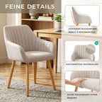 Chaises de salle à manger avec accoudoirs lot de 6 chaises rembourrées en polyester et velours avec pieds en bois beige
