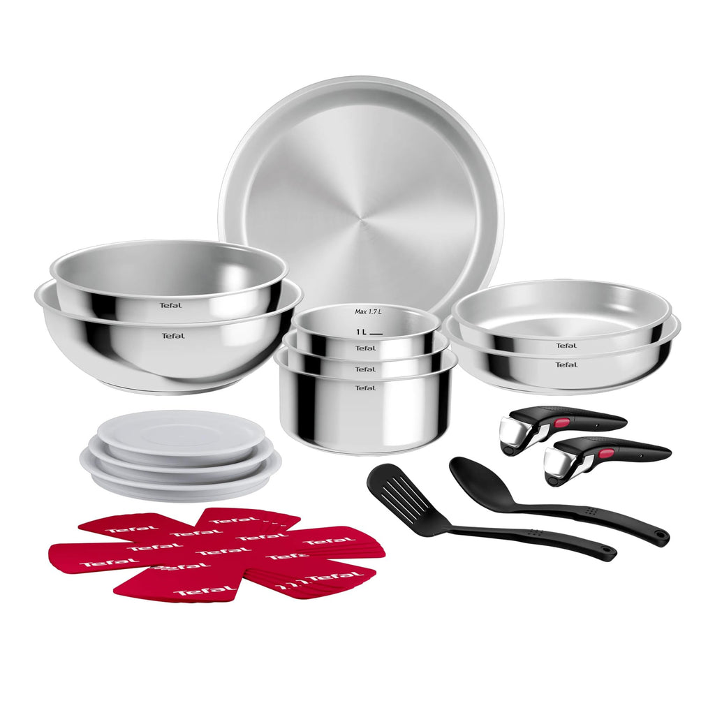 Batterie de cuisine 19 pièces Comfort Max L968SJ34 acier inoxydable induction poignées amovibles casseroles poêles wok sauteuse