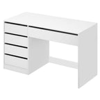Bureau d'Ordinateur avec Rangement SCD0229 120 x 55 x 75 cm 5 Tiroirs MDF Charge 50 kg Plateau 120 cm Blanc