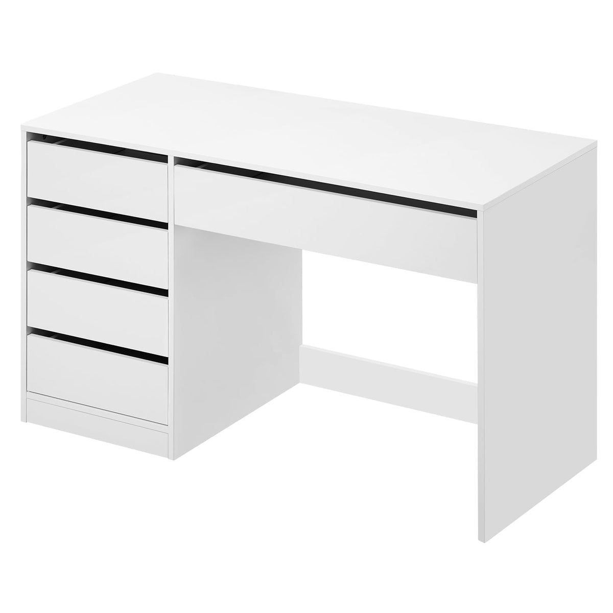 Bureau d'Ordinateur avec Rangement SCD0229 120 x 55 x 75 cm 5 Tiroirs MDF Charge 50 kg Plateau 120 cm Blanc
