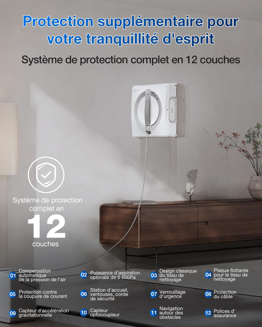 Robot lave-vitres WINBOT W2 PRO OMNI WG851-11 110 min station multifonctions pulvérisation 3 buses contrôle par application