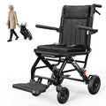 Fauteuil roulant pliable pour adultes 9 kg aluminium poignée télescopique roues PVC accoudoirs rabattables repose-pieds pliables noir