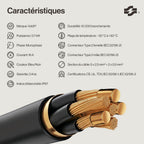 Chargeur pour voiture électrique Type 2 Schuko 3,7 kW monophasé 8-16 A câble 5 m affichage numérique réglable application