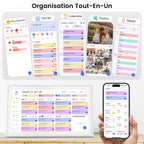 Calendrier numérique mural 15,6 pouces tactile WiFi organisateur familial synchronisation Google iCloud Outlook tableau de récompense enfant