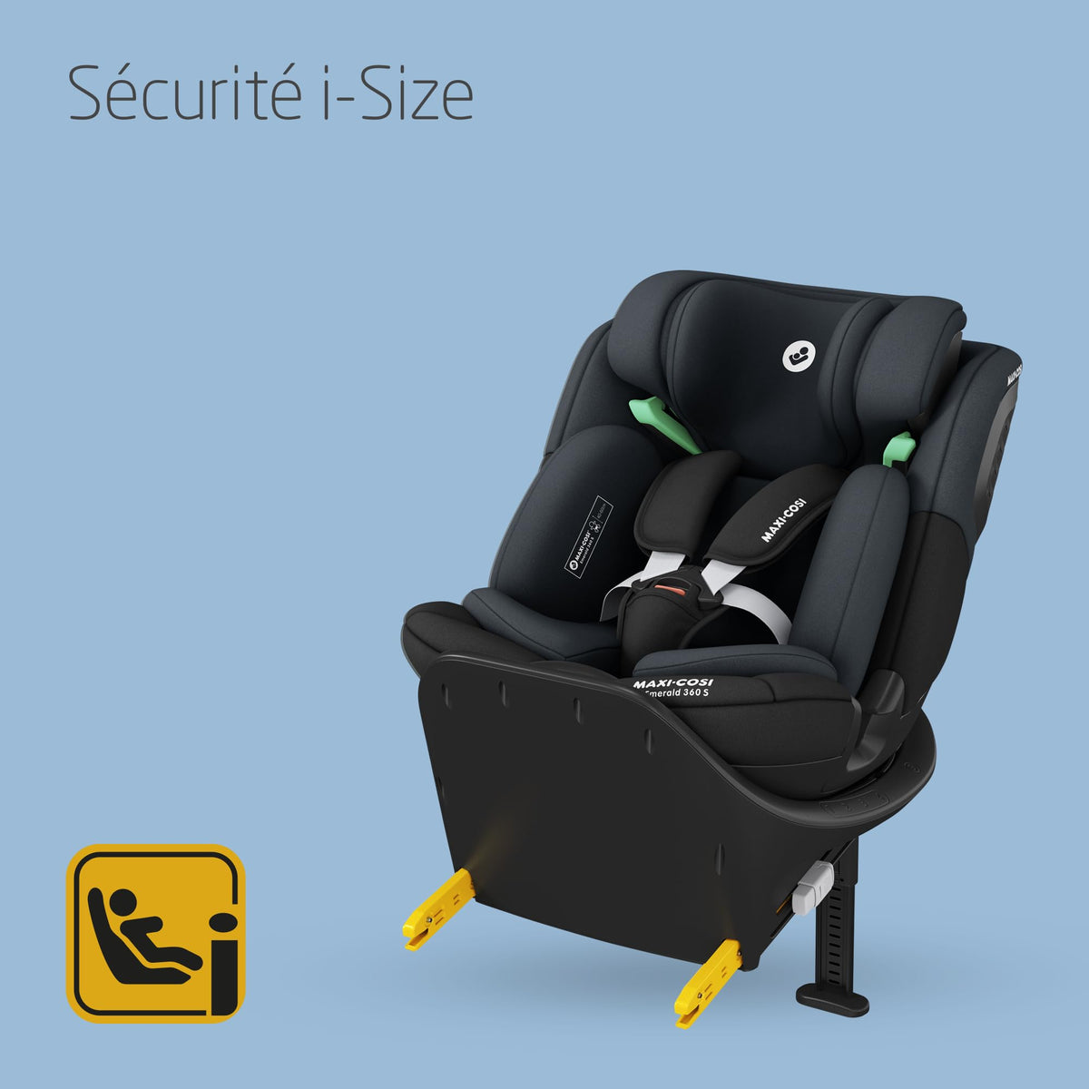 Siège-auto pivotant 360° Emerald 360 S i-Size 40-150 cm 0-12 ans ISOFIX 4 inclinaisons harnais 5 points 14 positions