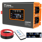 Convertisseur 12V 220V 2000W 4000W onduleur pur sinus 220V CA 2 prises USB écran LCD télécommande 50 Hz