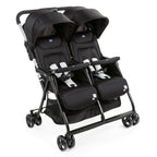 Poussette double tandem OHlalà Twin pliable 8 kg 2 places harnais 5 points assises inclinables capotes extensibles