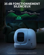 Litière autonettoyante pour chat Pura Max 2 76 L application nettoyage automatique anti-pincement désodorisation