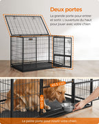 Cage pour chien XXL PPD003B01 122 x 74,5 x 80,5 cm acier allié 2 portes plateau amovible écart de 11 mm