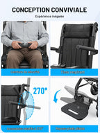 Fauteuil roulant pliable pour adultes 9 kg aluminium poignée télescopique roues PVC accoudoirs rabattables repose-pieds pliables noir