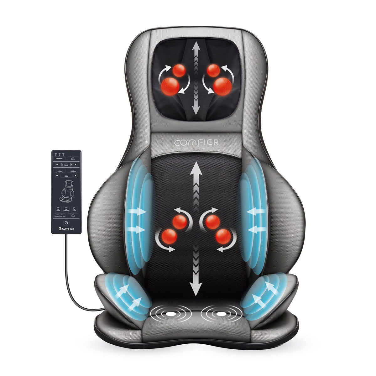 Siège Massant Shiatsu pour Dos et Cou 2309A Massage 2D 3D avec Chaleur Compression Réglable 3 Intensités