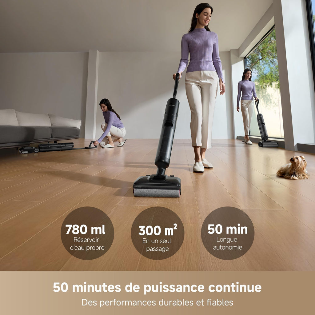 Aspirateur laveur sans fil H12 Pro FlexReach 180° 18 000 Pa 780 ml pour sols durs avec nettoyage automatique