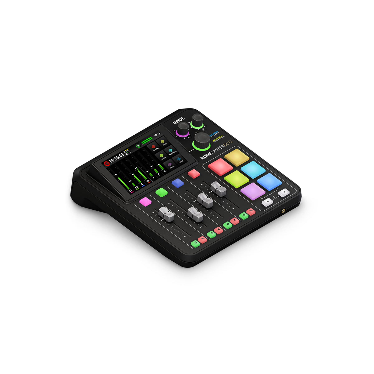 Console de production audio RØDECaster Duo 4 canaux USB-C Bluetooth 2 entrées combo 4 faders et 6 pads SMART
