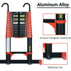 Échelle télescopique pliante DLT214E 4,7 m aluminium 150 kg 15 marches antidérapante orange multifonction