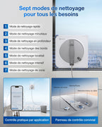 Robot nettoyeur de vitres W2S OMNI avec station 110 min batterie lithium-ion pulvérisation 3 jets contrôle par application