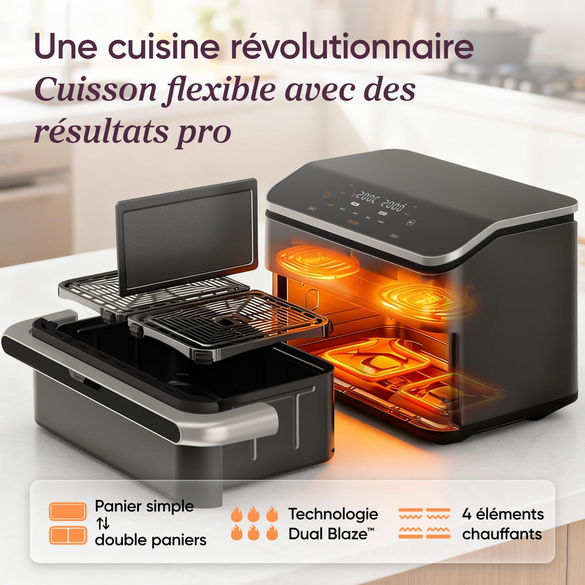 Air Fryer TwinFry 10 L double résistance Dual Zone 2800 W 2 paniers de 5 L 240 °C