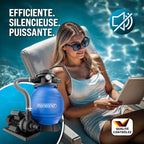 Pompe filtre à sable pour piscine 10,2 m³/h SF12K MZPP14 400 W réservoir 25 L 230 V raccord 32 à 38 mm
