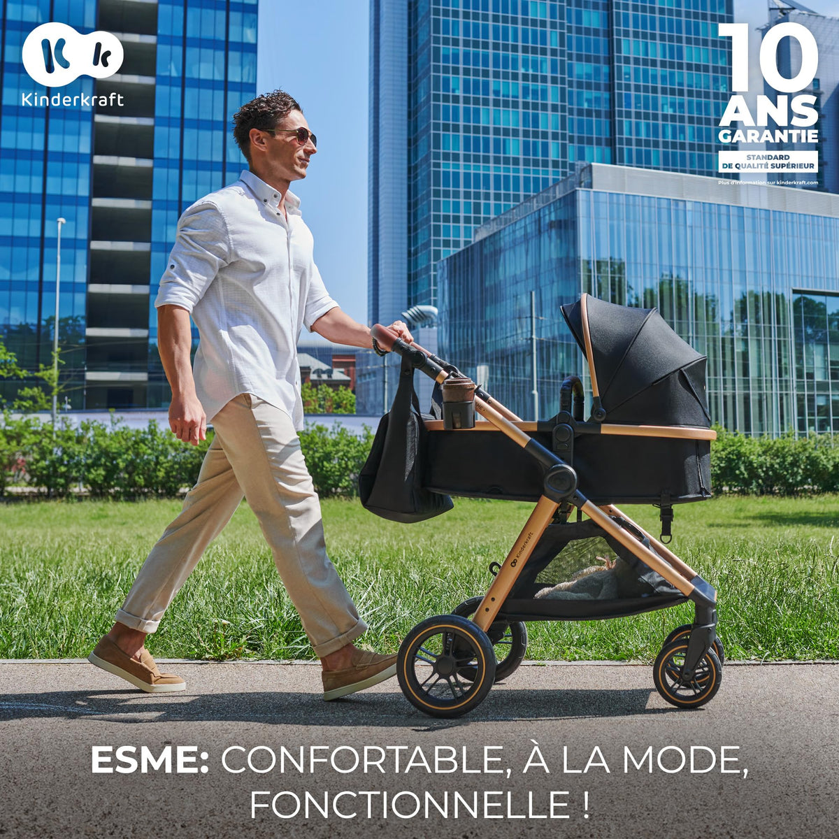 Poussette 3 en 1 ESME avec siège auto MINK PRO i-Size 40-75 cm nacelle siège réversible harnais 5 points housse de pluie