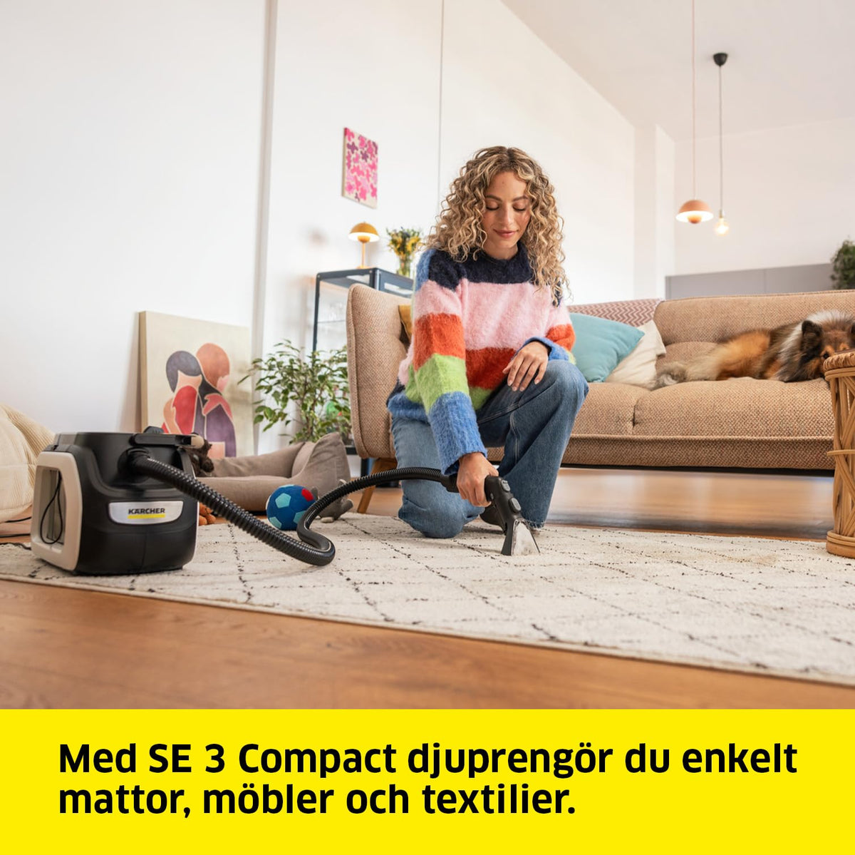 Shampouineuse SE 3 Compact 500 W réservoir 1,7 L aspiration humide et sèche 4,2 kg flexible 2 buses de lavage