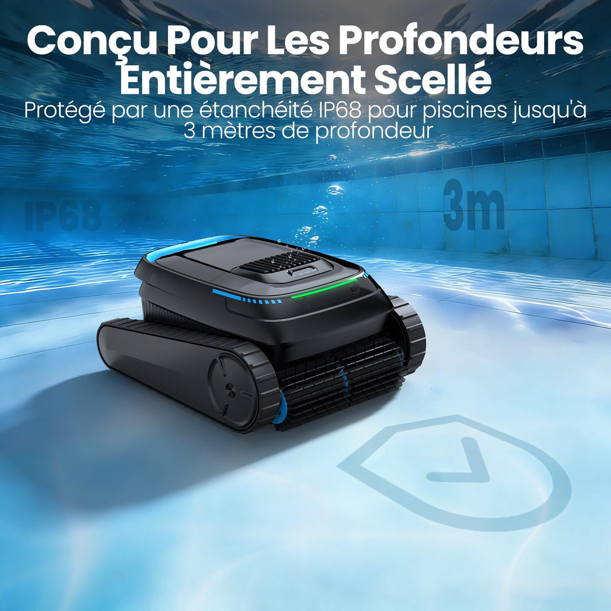 Robot nettoyeur de piscine sans fil YYY-PC10 18927 L/h batterie 5200 mAh panier filtrant 4 L filtre 150 µm