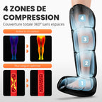 Bottes de pressothérapie jambes complètes 6 modes 9 niveaux télécommande avec écran minuteur nylon noir sac de transport