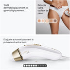 Épilateur à Lumière Pulsée PL5321 Silk·expert Pro 5 240 V 3 Têtes Pochette Rasoir Venus Blanc et Or