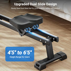 Rameur pliable F203s à résistance magnétique 16 niveaux double rail écran LCD charge maximale 150 kg 158 x 42 x 62 cm