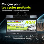 Batterie AGM 12 V 100 Ah Caravan-100AH étanche sans entretien avec borne positive à droite pour caravane et système solaire