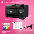 Imprimante multifonction A4 Wi-Fi EcoTank ET-4800 1600 W avec réservoirs d’encre écran LCD chargeur automatique et fax