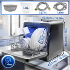 Lave-vaisselle de comptoir DW5 BK 950 W capacité 5 L 7 programmes écran tactile séchage PTC 48 x 51 x 45,8 cm
