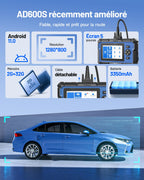 Valise diagnostic automobile OBD2 AD600S 4 systèmes écran 5 pouces Android 11 9 réinitialisations huile frein SAS BMS ABS DPF TPMS