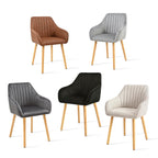 Chaises de salle à manger avec accoudoirs lot de 6 chaises rembourrées en polyester et velours avec pieds en bois beige