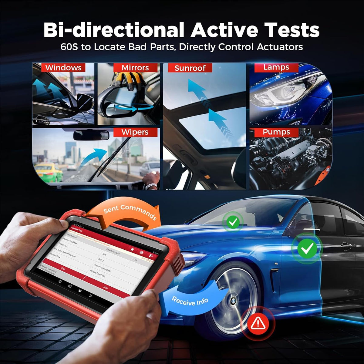 Outil de diagnostic automobile OBD2 CRP919XBT Bluetooth 7 pouces codage ECU contrôle bidirectionnel CAN FD DoIP 45+ services