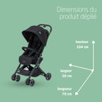Poussette canne compacte pliable Lara² 0 à 4 ans 0 à 22 kg 3 positions d'inclinaison pliage automatique harnais 5 points 2 paniers