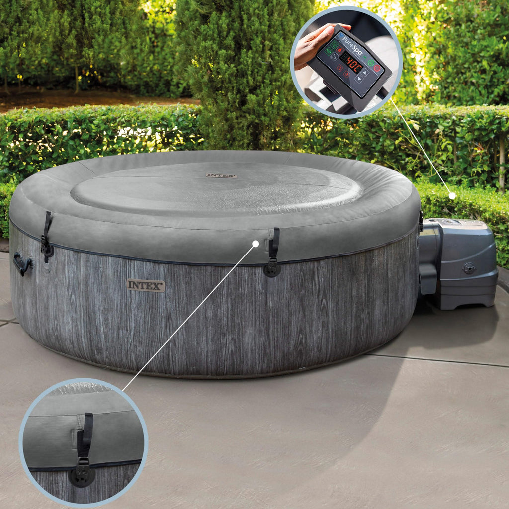 Spa gonflable Pure Spa Baltik 28440NP 4 places 795 L 140 jets 220 V PVC rond gris 196 x 196 x 71 cm filtration 1,7 m³/h