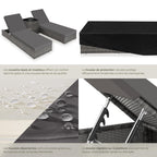 Set de 2 bains de soleil avec table 403088 dossier réglable 5 positions résine tressée aluminium housses de protection