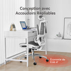 Chaise de bureau ergonomique M59AS à double dossier avec soutien lombaire adaptatif accoudoirs 3D et siège en maille