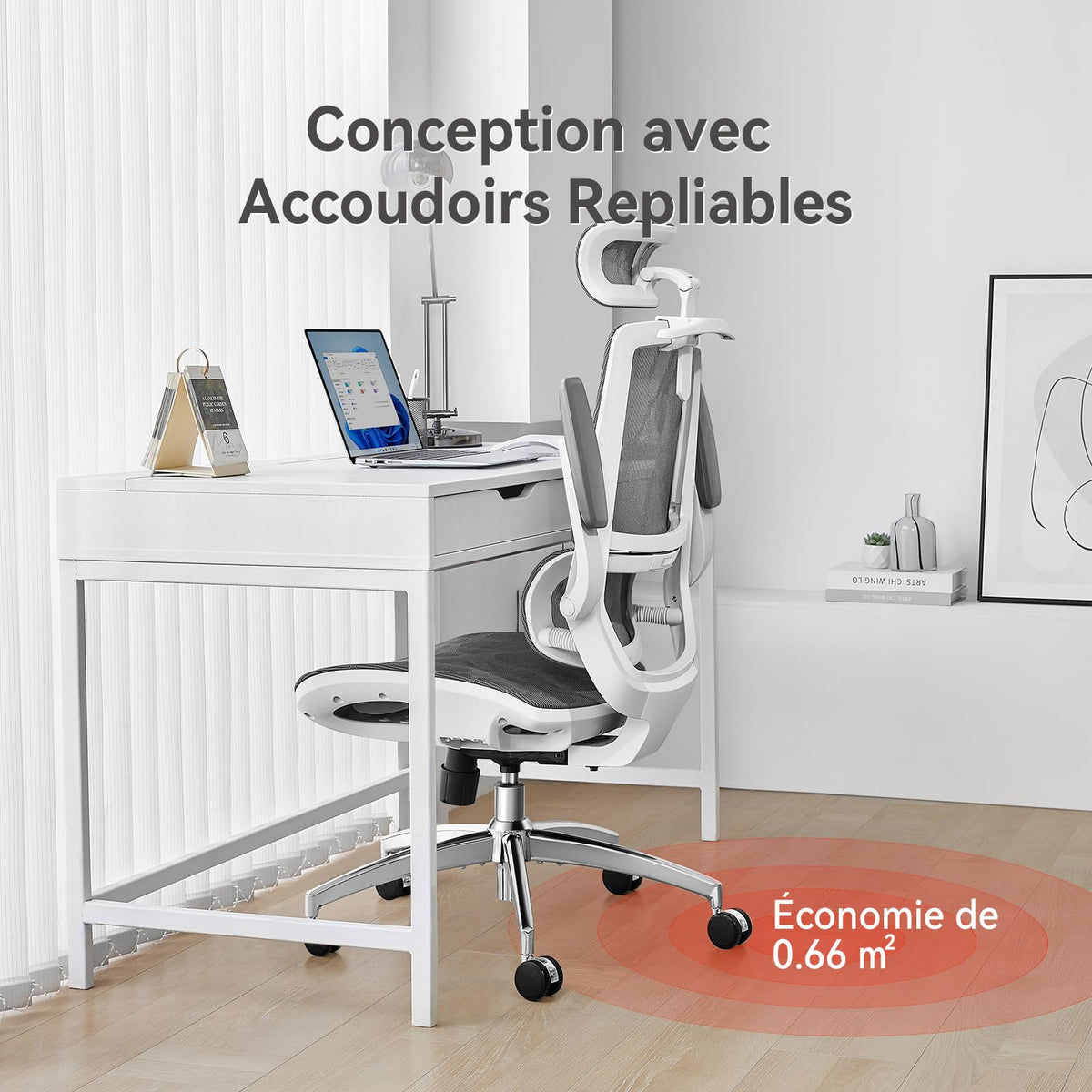 Chaise de bureau ergonomique M59AS à double dossier avec soutien lombaire adaptatif accoudoirs 3D et siège en maille