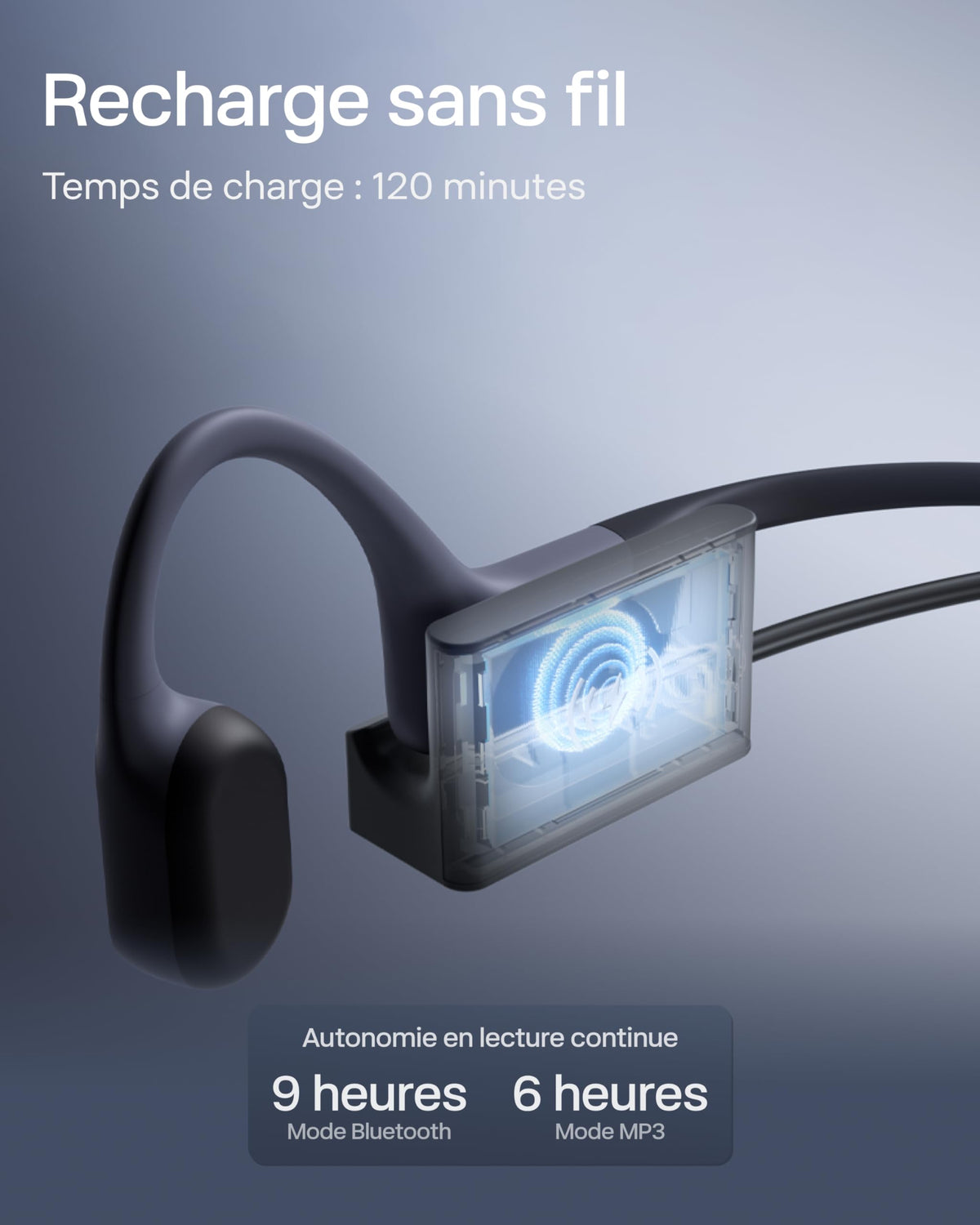 Casque à Conduction Osseuse Open-Ear S711 Bluetooth 5.4 IP68 32 Go MP3 9 h d’Autonomie 105 dB Gris