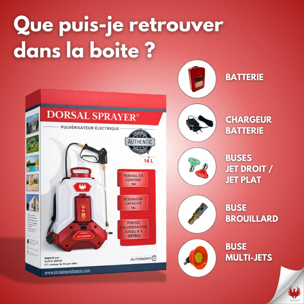 Pulvérisateur électrique à dos Pro Sprayer 16 L 18 V 4 Ah autonomie 3 h portée 10 m avec 4 buses