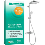 Colonne de douche Crometta E 240 27271000 avec mitigeur thermostatique douche de tête 240 mm douchette et flexible