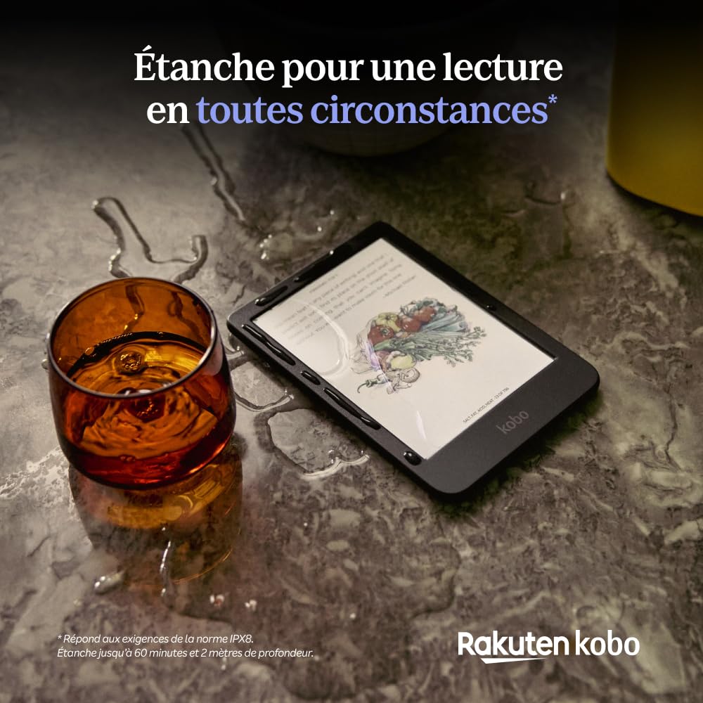 Liseuse eBook couleur Clara Colour E Ink Kaleido 3 6 pouces 16 Go étanche IPX8 mode sombre livres audio