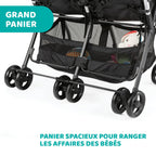 Poussette double tandem OHlalà Twin pliable 8 kg 2 places harnais 5 points assises inclinables capotes extensibles