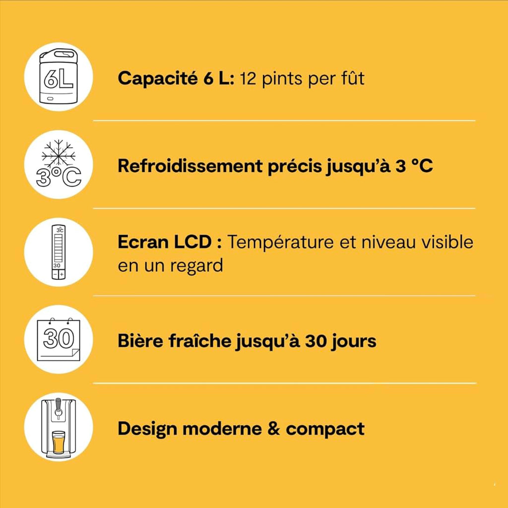 Tireuse à bière pression avec fût 6 L machine à bière à domicile refroidissement à 3 °C écran LED température