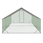 Enclos à Poules 24 m² 8 x 3 x 2 m Acier Grillage 25 mm Bâche de Toit 1 Porte à Loquet Guide de Montage